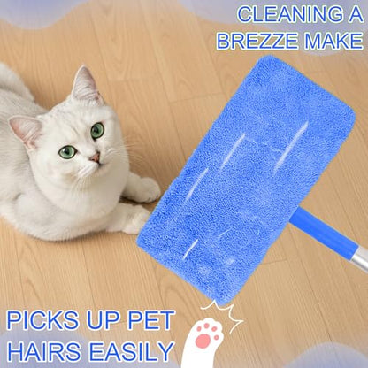 5 Pack Reusable Microfiber Mop Pads - Dry Sweeping Cloths & Wet Mopping Cloths - Washable Wet Pads Refill for Mopping Floors (Mop is not Included), Blue - color: Blue 5-pack