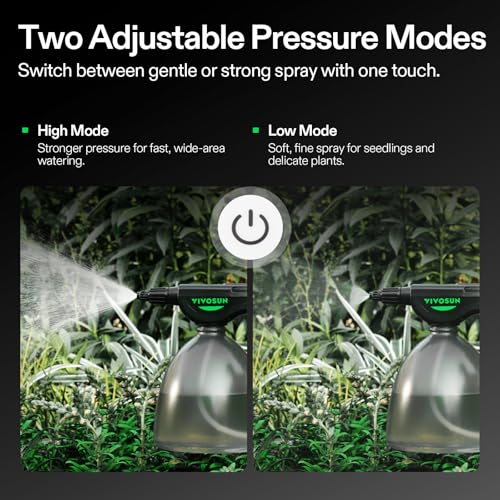 VIVOSUN Battery Powered Sprayer 0.5Gallon, Electric Spray Bottle USB Rechargeable, Automatic Water Pump Plant Mister with Adjustable Pressure, Easy to Refill, 2.2 Ah Battery