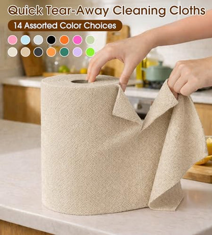 KitchLife Microfiber Cleaning Cloth Roll, 100 Pack - Tear-Away Microfiber Paper Towels, Lint-Free, Reusable, Washable for Kitchen, Car, Dishes, and Sensitive Surfaces (Sand Beige) - color: Sand Beige, size: 100 Pack