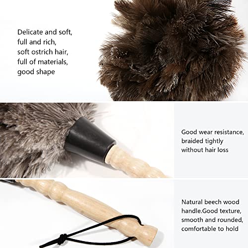 Ostrich Feather Duster 14 inch Fluffy Natural Genuine Ostrich Feathers with Wooden Handle and Eco-Friendly Reusable Handheld Ostrich Feather Duster for Cleaning Supplies(10PCS) - color: Model-14“-brown-10 Pieces