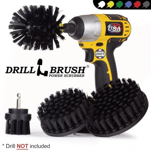 Drillbrush BBQ Grill Cleaning Kit - Safe Nylon Grill Brush | Drill Brush Set - Ultra Stiff Power Scrubber Attachments for Loose Paint, De-Scaling Rust and Graffiti Removal on Stone, Brick and Masonry - color: Black
