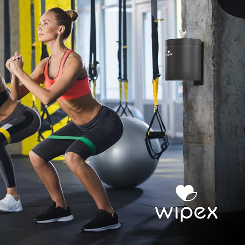 Wipex Black Wet Wipe Wall Dispenser: Durable Steel & Premium Silicone Port, Easy to Mount Wall Dispenser for Gym Wipes - Fits Sanitizing Refill Rolls, Perfect for Schools, Fitness, & Public Facilities