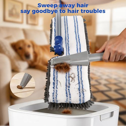 Masthome Microfiber Flat Mop, 16" Wide Floor Mop with 4 Reusable Pads & Hair Scraper, 360° Swivel Dual Sided Flip Mops, Wet Dry Dust Mop for Hardwood, Laminate, Tile, Pet Hai - color: Blue Professional