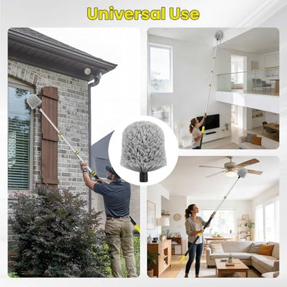 20FT High Reach Cobweb Duster with Extension Pole, Spider Web Brush for Cleaning with 3-12FT Telescopic Pole, 8" Larger Extendable Duster for High Indoor & Outdoor Webs - size: 12FT