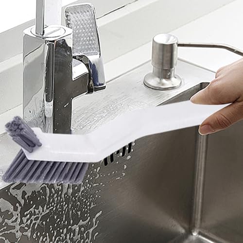 Crevice Cleaning Brush, Ultra Thin Stiff Bristles, 1piece, Grout Scrubber Tool, Window Track Cleaner, Ergonomic Long Handle, for Deep Scrubbing Bathroom Tiles Kitchen Faucets Shower Door Tracks Car - color: White