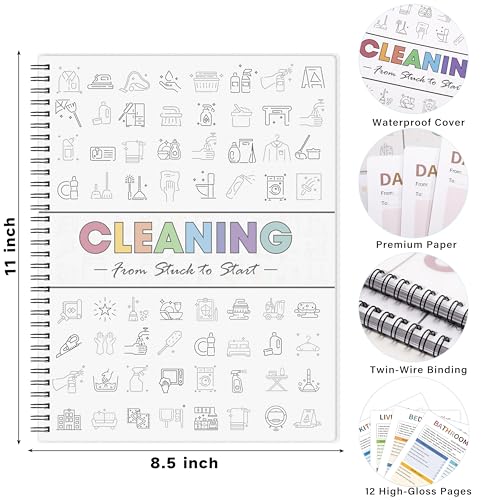 Cleaning Schedule for Adults - Checklist Organizer, Household Cleaning Checklist Notebook, 8.5" x 11", Daily Weekly Monthly Household Cleaning Notebook for Home, Family Cleaning Tasks, Home Improvement