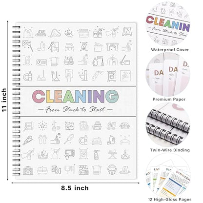 Cleaning Schedule for Adults - Checklist Organizer, Household Cleaning Checklist Notebook, 8.5" x 11", Daily Weekly Monthly Household Cleaning Notebook for Home, Family Cleaning Tasks, Home Improvement