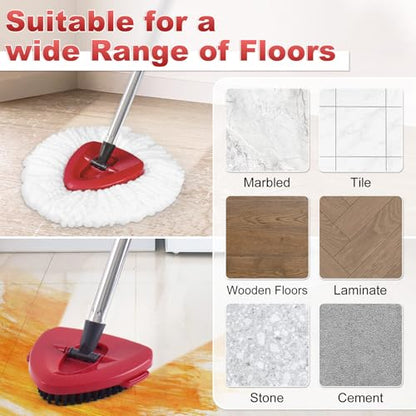 Mop Head Replacement, Base, Mop Handle for Ocedar EasyWring 1-Tank System, 2 Microfiber Mop Refills, Extendable Length 30-59" Mop Handle, Base and Scrubber for All Hard-surfaced Floor - color: White (1 Tank System)
