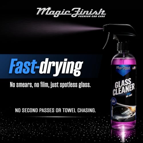Magic Finish Car Glass Cleaner (16 fl oz) – Ammonia-Free Window Cleaner Spray for Interior & Exterior Auto Glass – Anti-Fog, Streak-Free Car Cleaning Supplies for Tint, Mirrors & Screens - size: 16 Fl Oz (Pack of 1)