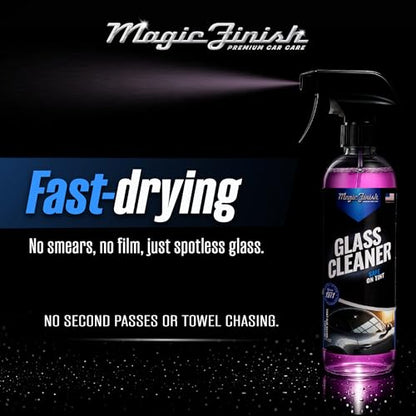Magic Finish Car Glass Cleaner (16 fl oz) – Ammonia-Free Window Cleaner Spray for Interior & Exterior Auto Glass – Anti-Fog, Streak-Free Car Cleaning Supplies for Tint, Mirrors & Screens - size: 16 Fl Oz (Pack of 1)