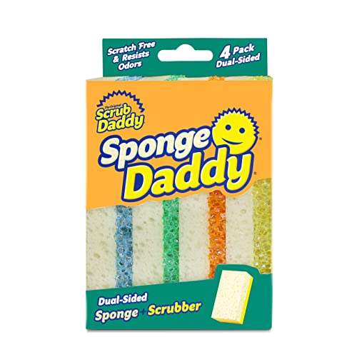 Scrub Daddy Sponge Daddy - Scratch-Free Multipurpose Kitchen & Dish Sponge - BPA Free & Made with Polymer Foam - Stain & Odor Resistant (4 Count) - style: Sponge Daddy