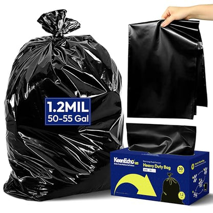 Heavy Duty Contractor Trash Bags 55 Gallon 30 Count, 1.2 Mil, Strong Black Garbage Bags, Leakproof Star Seal for Construction, Yard, Demolition Debris - color: 55Gal-30 bags