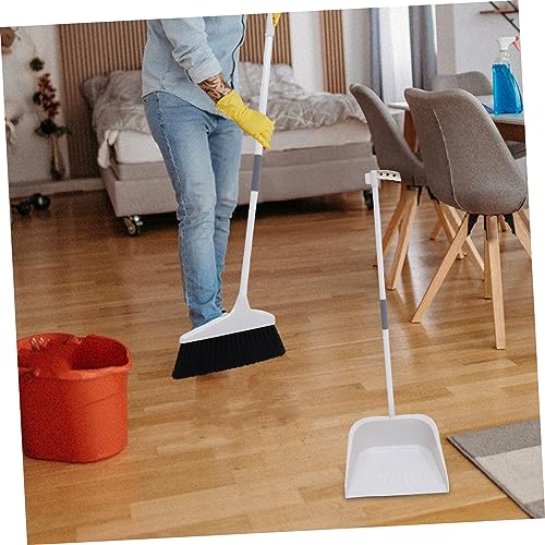 1Set Soft Bristle Broom Set with Long Handle Dustpan Cleaning Tool for Home Garage and Outdoor Use Versatile Floor Cleaning Supplies Grey