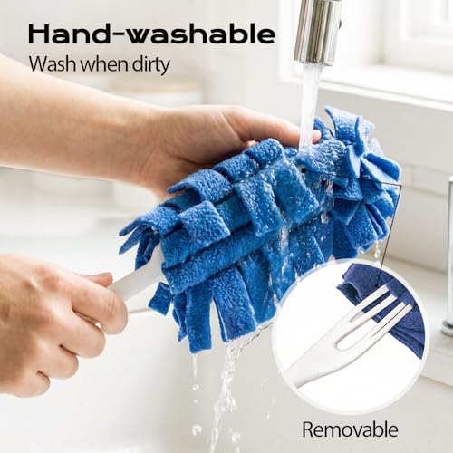 360° Electrostatic Duster Refills, 2026 New Washable & Reusable Microfiber Pads Fleece Duster Refill Compatible Tools for Cleaning Home, Blinds, Car, Pet, Furniture, Fans (Blue) - color: Blue