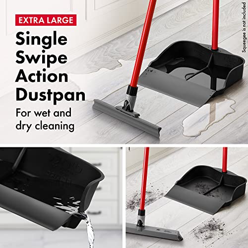 Tyroler Multi-Purpose Large 100% Rubber Dustpan for Dry & Wet Floor | New 105 cm Long Aluminum Anti-Rust Handle | Compatible with Any Size Broom and Squeegee | Floor Cleaning Indoor and Outdoor