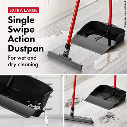 Tyroler Multi-Purpose Large 100% Rubber Dustpan for Dry & Wet Floor | New 105 cm Long Aluminum Anti-Rust Handle | Compatible with Any Size Broom and Squeegee | Floor Cleaning Indoor and Outdoor