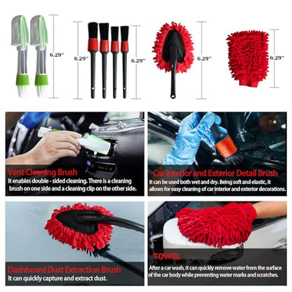 35Pcs Car Detailing Kit, Car Detailing Brush Set, Car Interior Cleaning Kit with Windshield Cleaning Tool and Tool Box, Multi-Functional Vehicle Cleaning Tool for Wheels