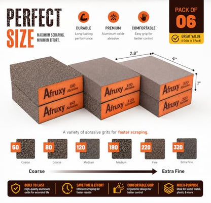 Sanding Sponge, 60/80/120/180/220/320 Grit 6-Pack with Protective Gloves, Coarse Fine Medium Grit Sanding Block, Reusable Dry Wet Sanding Blocks for Wood, Drywall,Metal, Fine Sandpaper Sand Block - size: Assorted 6 Pack