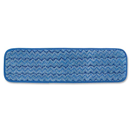 Rubbermaid Commercial Products Mop Head for Microfiber Damp Mop, 18-Inch, Blue, Heavy-Duty Single Sided Cleaning Cloth for Hardwood/Tile/Laminated Floors in Kitchen/Lobby/Office - style: Reusable Microfiber Blue - 1ct