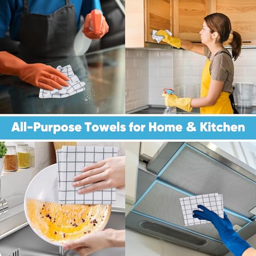 AIDEA Microfiber Cleaning Cloth Roll, 50PK, Microfiber Kitchen Towels, Reusable Paper Towels Tear Away Cloth, Lint Free Rags for House, Window, Cleaning Supplies 11.5"×11.5" - color: Printed