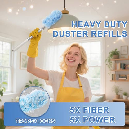 KeFanta Duster Refill Kit with 6 ft Super Extendable Handle Compatible with Swiffer, 360° Disposable Microfiber Dusting Pads for Home Cleaning, Ceiling, Fan, Window, Hard-to-Reach Areas，40Pcs - size: 40 Count+ 6FT Extended Handle