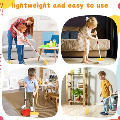 Kids Cleaning Toy Set Toddlers Broom Dust Pan Set for Housekeeping Pretend Play Cleaning Set, Cleaning Toys Gift for Toddlers Girls Boys Age 3-6 Years Old (2PCS - Red and Yellow Set) - color: 2pcs - Red and Yellow Set
