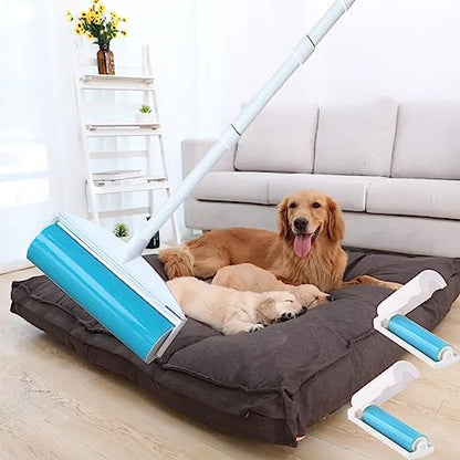 8" Large Reusable Lint Roller, Giant Washable Pet Hair Remover with Extendable Handle, Long Sticky Lint Brush for Furniture, Carpet, Sofa and Clothes, 1 Large, 1 Refill and 2 Mini Size