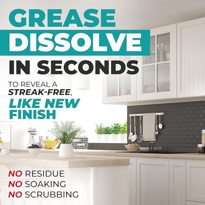 Kitchen Cabinet Cleaner – Gentle, Residue-Free and Effective Everyday Degreaser & Grime Remover for Wood, Painted and Finished Furniture - Complete with Cleaning Brush & Cabinet Cleaner Spray 32oz