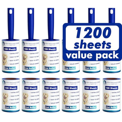 1200 Sheets Lint Roller with 6 Upgraded Handles (6 Rollers + 6 Refill), Mage Value Set Sticky Lint Rollers for Pet Hair, Portable Pet Hair Remover for Clothes, Furniture, Carpet, Dog and Cat - size: 6 Handles + 6 Refills + 1200 Sheets