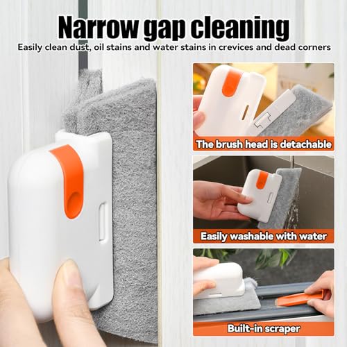 Window Track Cleaning Brush – Single Handheld Brush for Sliding Door, Window Sills, Small Gaps, and Crevices, Efficient Dirt and Water Stain Removal - color: 1orange