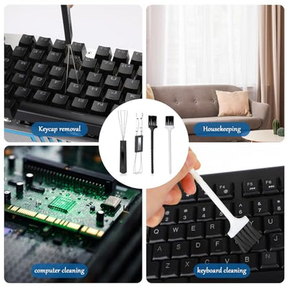 2PCS Keycap Puller and Switch Puller with 2PCS Keyboard Brush, Keycap Remover Switch Puller Mechanical Stainless Steel Keyboard Remover Keyboard Cleaning and Fixing Tool for Mechanical Keyboard