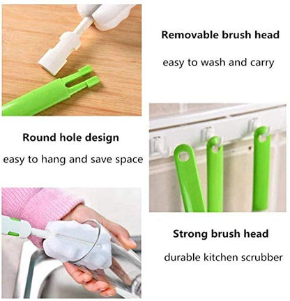 INVODA 4PCS Bottle Brush,Bottle Washer Set Long Sponge Bottle Cleaning Brushes Baby Bottle Cleaner Brush, Nipple Brush (4 pcs) - color: Brush 4 Pcs