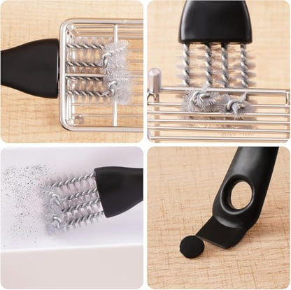 1 Pack Double-Ended Slot Cleaning Brush, Groove Crevice Cleaning Tool for Kitchen BBQ Grate Bathroom Home, Black - color: Black