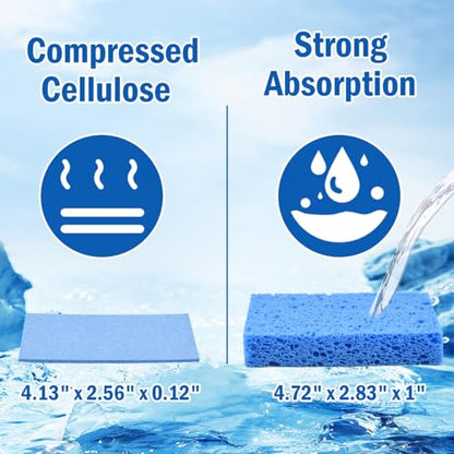 YoleShy 48 Pack Sponges Kitchen Natural Compressed Cellulose Sponges for Dishes Non Scratch for Household Cookware Bathroom Cars Soft Super Absorbent Reusable, Blue and Yellow