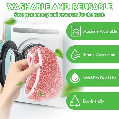 Reusable Microfiber Mop Pads Compatible with Swiffer Sweeper Mop - Dry Sweeping Cloths & Wet Mopping Cloths - Washable Wet Pads Refill for Mopping Floors, 6 Pack (Mop is not Included) - color: 6 Pack (Pink)