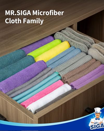 MR.SIGA Waffle Pattern Cleaning Cloths, Reusable Absorbent Microfiber Cleaning Cloths, Lint Free Microfiber Kitchen Towels, 6 Pack, Gray, 11.8 x 11.8 inch