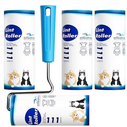 Large Surface Extra Sticky Lint Roller 6.3'', 444 Sheets Long Handle Pet Hair Removal, Dog and Cat Lint Remover for Clothes, Furniture, Carpet - size: 444 Sheets
