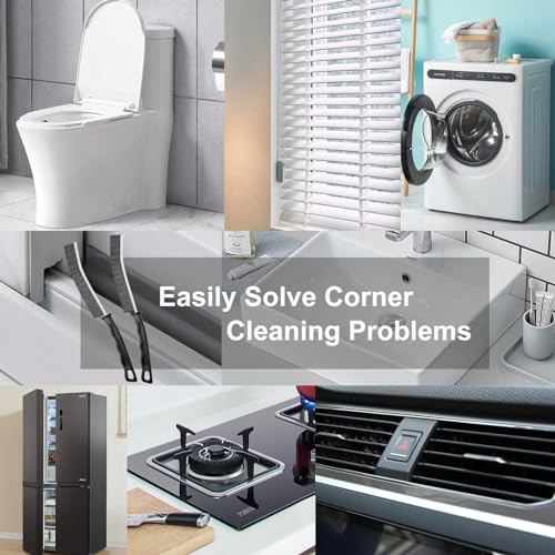 Hard Bristle Crevice Cleaning Brush - Multifunctional Gap Cleaning Brush, Cleaning Tools for Household Use, Home, Kitchen, Bathroom, Window, Vehicle, Faucets, Toilet, Grout (Black Handles)