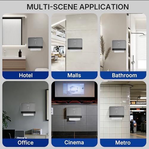 Commercial Paper Towel Dispenser Wall Mounted, Trifold/C-Fold/Multifold Hand Towel Holder, Hand Towel Dispenser for Bathroom Tissue Dispenser, Large Capacity 200 Sheets (Gray-5853) - color: Gray-5853