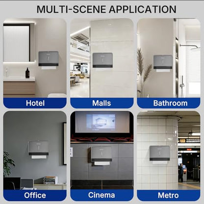 Commercial Paper Towel Dispenser Wall Mounted, Trifold/C-Fold/Multifold Hand Towel Holder, Hand Towel Dispenser for Bathroom Tissue Dispenser, Large Capacity 200 Sheets (Gray-5853) - color: Gray-5853