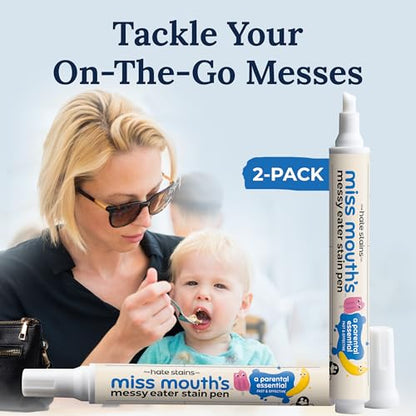 Miss Mouth's Messy Eater Stain Treater Pen - 2 Pack To Go Instant Stain Remover Pen - Newborn & Baby Essentials - On-The-Go & Travel Essentials - style: 2 Pack