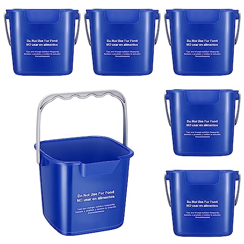 Roshtia 6 Pcs 3 Quart Cleaning Bucket Small Sanitizing Square Bucket Detergent Pail for Home Commercial Restaurant Kitchen Office School (Dark Blue) - color: Dark Blue