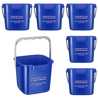 Roshtia 6 Pcs 3 Quart Cleaning Bucket Small Sanitizing Square Bucket Detergent Pail for Home Commercial Restaurant Kitchen Office School (Dark Blue) - color: Dark Blue