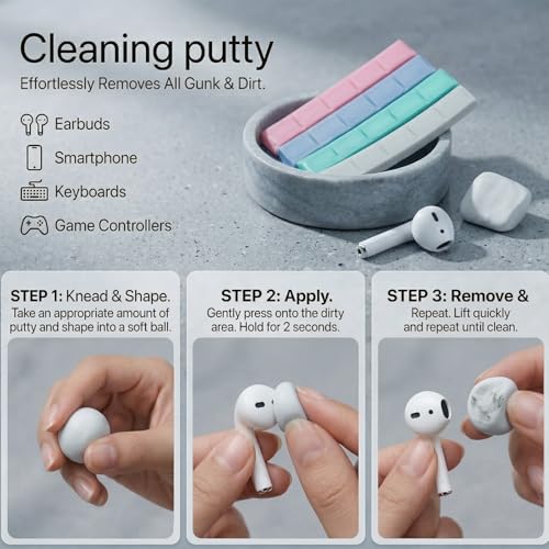 Airpod Cleaner Kit 4-in-1 Cleaning Pen for AirPods Pro 1 2 3 4 - Soft Brush, Flocking Sponge, Metal Tip for Earbuds, iPhone, Keyboard, Bluetooth Headphones - size: 4-in-1