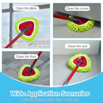 Spin Mop Handle, Mop Replace Heads, Scrubber Head and Base Replacement for O-Cedar EasyWring 1 Tank System, 2 Microfiber Mops Heads Replacements and 1 Scrub Brush, Use for Wet/Dry Hard Floor Cleaning - size: 2 pack mop heads set