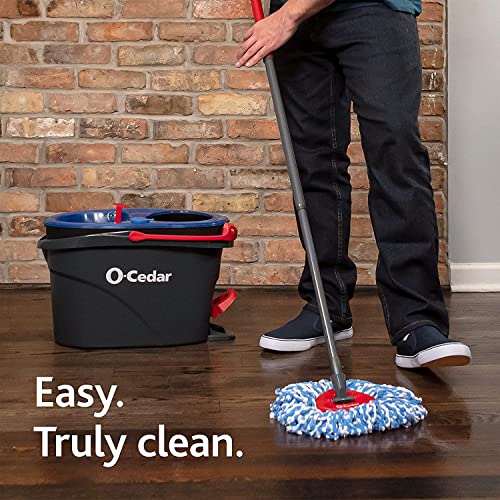 O-Cedar RinseClean Microfiber Spin Mop & Bucket Floor Cleaning System with 4 Extra Mop Head Replacements - size: RC + 4 RC Refills