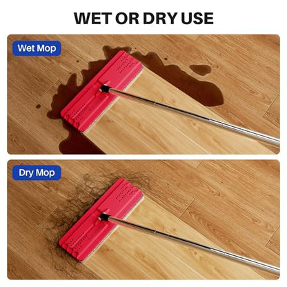 JOYMOOP 13-Inch Microfiber Flat Mop Head Replacement Pad, Black & Red, 1 Pack - color: Black & Red