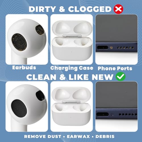 Upgraded for Airpod Cleaner Kit (81 PCS),Multi-Tool with Cleaning Pen,Putty&Swabs,Removes Earwax& Dust,Compatible with AirPods Pro1/2/3,Earbud,Headphones,Phone&Charging Port