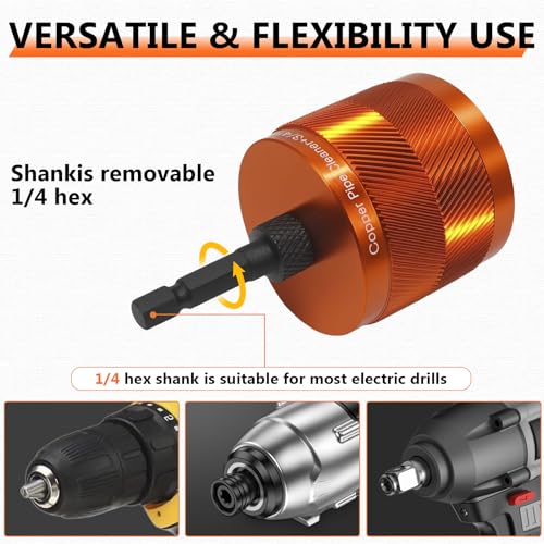 1/2" & 3/4" Cleaner Set for Drill,with 1/4" Hex Shank & 6 Brush Blades & 2 Pipe Cleaning Brush,Drill Copper Pipe Cleaner for Removing Rust,Stains & Paint from Copper & Metal Pipes