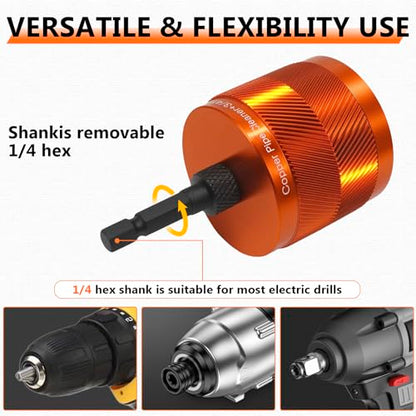 1/2" & 3/4" Cleaner Set for Drill,with 1/4" Hex Shank & 6 Brush Blades & 2 Pipe Cleaning Brush,Drill Copper Pipe Cleaner for Removing Rust,Stains & Paint from Copper & Metal Pipes